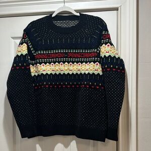 Opening Ceremony Navy Crewneck Fair Isle Sweater with Multicolor Yoke